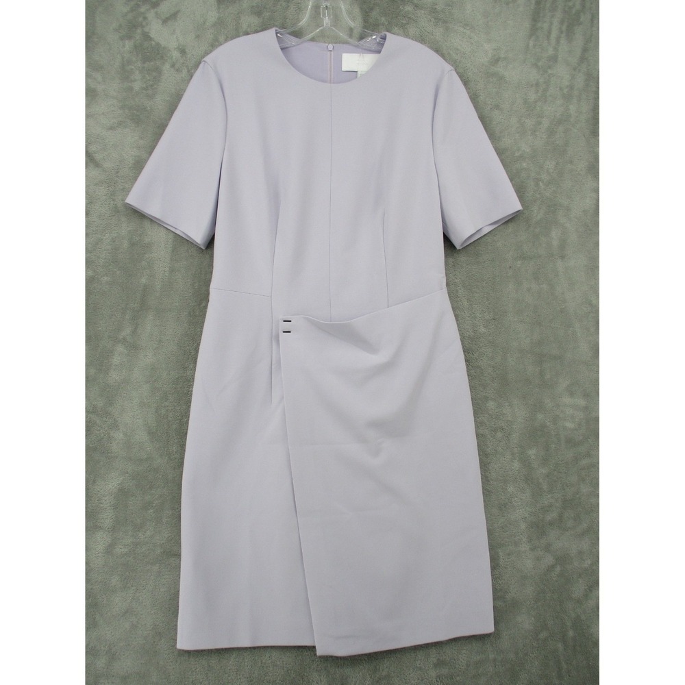 Hugo Boss Dress Womens 8 Disula Ponte Knit Career Classic Sheath Wrap Lavender